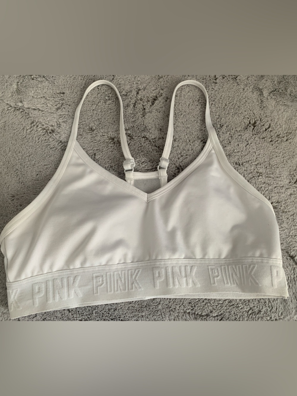 Pink Active White Wireless Bralette with PINK Logo Band